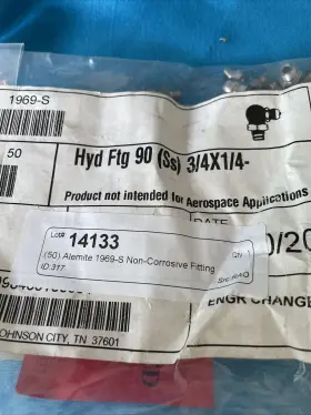 1969-S ALEMITE Corrosive Fitting Bag Hyd Ftg