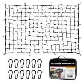 Autofonder Cn004 Cargo Net For Pickup Truck Bed 4ftx6ft Stretches To 8ftx12ft - Bungee Mesh With