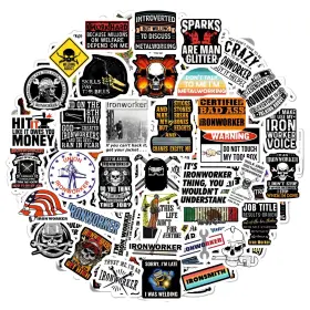 785571345490 BULBACRAFT Funny Ironworker Stickers Hat Decals