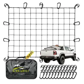 Cakubor Cn0012 Heavy Duty 3ftx4ft Cargo Net - Stretches To 8ftx10ft 24 Clips For Pickup Truck