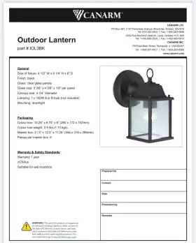 IOL3BK CANARM Incandescent Lantern Wall Light Fixture #3