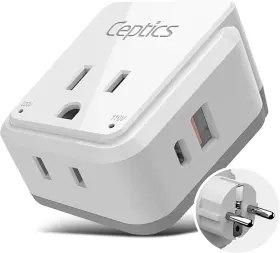 PK8-SCHUKO CEPTICS Travel Plug Adapter Set Qc Safe