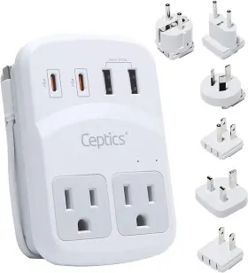 WPS-5B CEPTICS Travel Adapter Usb Outlets Qc Set Kit