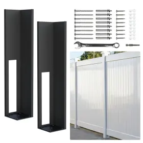Coliwel Af01 5x5 Vinyl Fence Post Concrete Mount 2 Pack Black Surface Base For