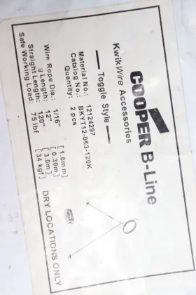 BKYT12-063-120K COOPER B-LINE Kwikwire Toggle