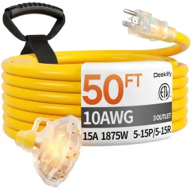 766997327345 DEEKLIFY Gauge Outlet Extension Cord Splitter Wa