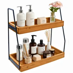 DEMBCO2T DEMIGO Acacia Bathroom Organizer Countertop Wood