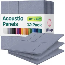 Ekkogo 850060303227 Acoustic Panels 12-pack Soundproof Wall 12 Inch X12 X0.4 Decorative Sound
