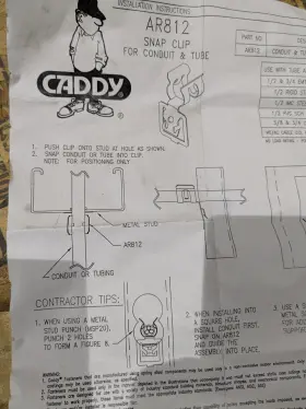 AR812 ERICO CADDY CADWAL Cable Conduit Snap Clip Stud