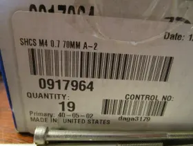 0917964 FASTENAL Socket Head Cap Screws Steel #3
