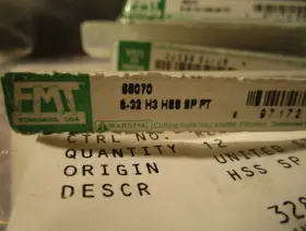 55070 FMT Hss Flute Bright Finish Ormadus Spiral Point Plug #3