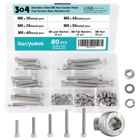 NJ-M6 GUOYOMM Hex Socket Head Cap Screws Bolts Washers Nuts