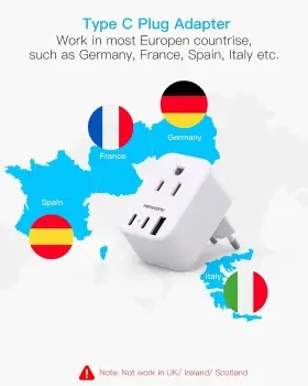 HN23T HANYCONY Travel Plug Adapter Usb International #2