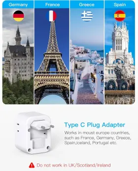 HN4WTC2P HANYCONY Pack Travel Plug Adapter International #3