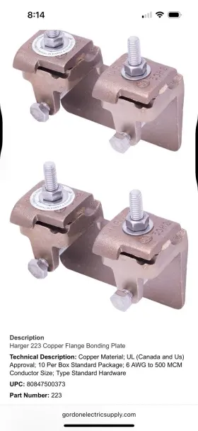 50H2 HARGER Flange Bonding Plate