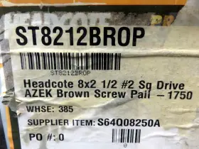 ST8212SROP HEADCOTE Azek Screw Nail Pail Square Drive #3