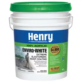 Henry 726084362192 687 Enviro-white 100% Acrylic Elastomeric Reflective Roof Coating 4.75 Gal