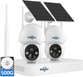 WK-2TD504-500GB HISEEU Solar Security Camera Wireless