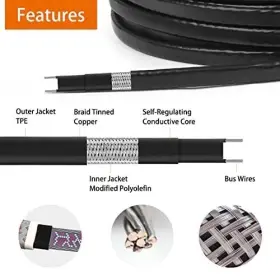 733998818523 JDZKOMKE Heat Tape Deicing Heating Cable Pipe #2