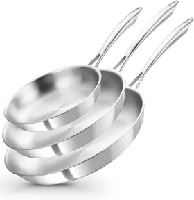 Koch Systeme Cs 895269404029 Stainless Steel Pan Set Of 3 8 Inch &10 &12 Tri-ply St