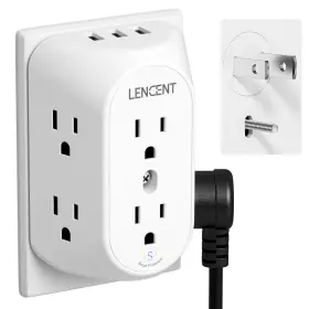 974827491492 LENCENT Prong Power Strip Grounding Outlet