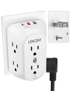 PA041USJP-PD LENCENT Prong Power Strip Grounding Adapter