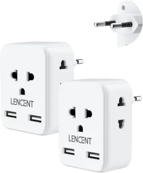 PA049USEUW-2U-2 LENCENT Pack Travel Plug Adapter Converter