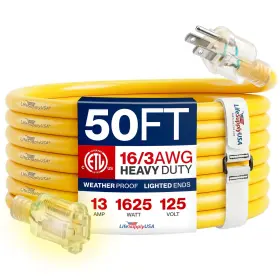 16350FTU LIFESUPPLYUSA Extension Cord Gauge Prong Sjtw Waterp