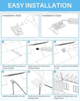 770642474667 LITGURU Roof Heat Cable Icing Clip Qui #3