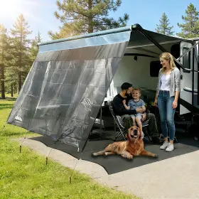 741841141056 LUMONTIS Rv Awning Sun Shade Screen Zipper Mesh