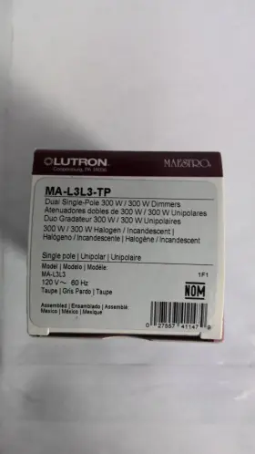 MA-L3L3-TP LUTRON Maestro Incandescent Halogen Single #2