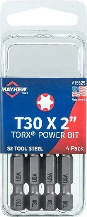 Mayhew 19329-4 - T30 X 2 Inch Torx Power Bit 4 Pack 1ea