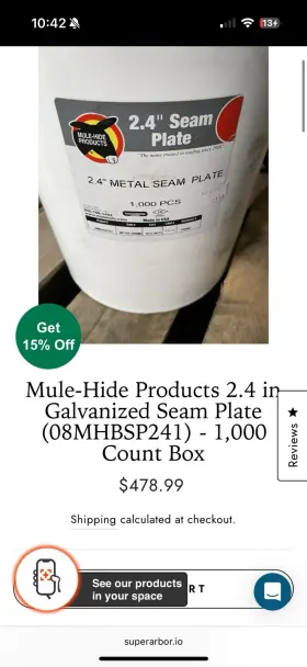 08MHBSCP241 MULE-HIDE PRODUCTS Galvanized Seam Plate Box