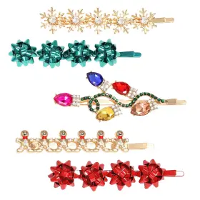 Dhgk NVENF Christmas Hair Clips Women Rhinestone Snowflake
