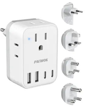 WPS-10B PAEWOK Travel Adapter Set Plug Ac Outlets Usb