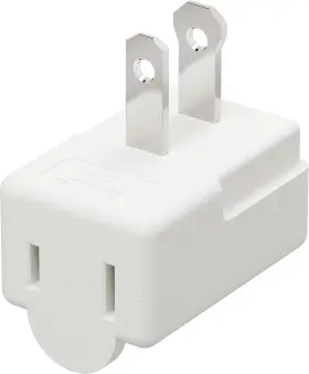 2-PRONG PLUGRAND Polarized Adapter Horizontal Angled Ac Nema