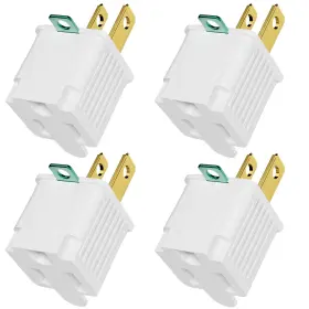 PJC18-W4 PLUGTUL Prong Outlet Adapter Polarized Grounded