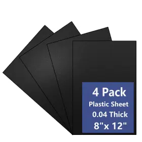 Polvtor Pp-b-0.04-4-t 4 Pack Black Plastic Sheets 8x12x0.04 In Flexible High Tensile Sheets
