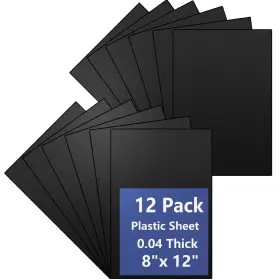 Polvtor Pp-b-0.04-6-t 12 Pack Black Plastic Sheet 8x12x0.04 In Flexible High Tensile Sheets