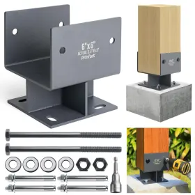 PR008-SN-6-4P PRINFORT Concrete Post Base Anchor Bracket Wood