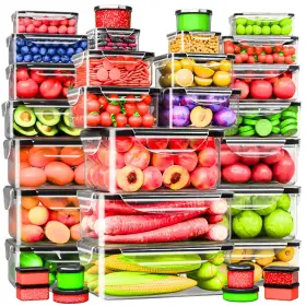 66PCSFOODSTORAGE ROCKBERRY Food Storage Containers Lids Total