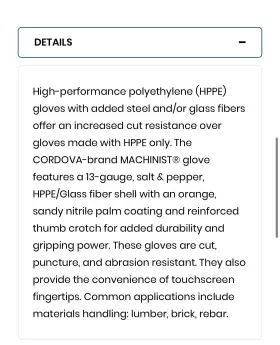 3734SNM SAFETY Crowd Control Rope Cordova Machinist Gloves #2