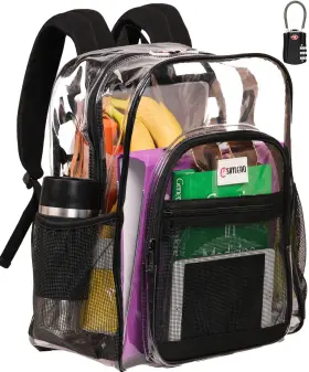 033255104384 SHYLERO Backpack Tsa Lock Zipper Pvc Transparent