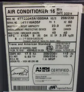 ACC19457 TRANE Central Air Conditioner Condenser #2