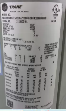 ACC19483 TRANE Central Air Conditioner Heat Pump #2