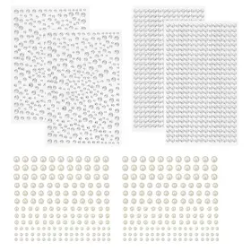 756839337410 TUNAN Rhinestones Pearl Stickers Adhesive Di