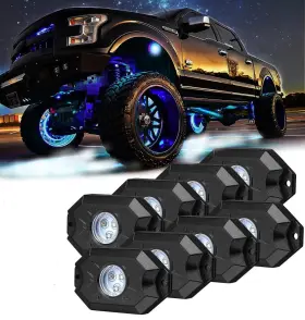 V-spec Rl-w-8pc 8 Pc White Heavy Duty Rock Lights Undercarriage Bed Light Exterior Interior