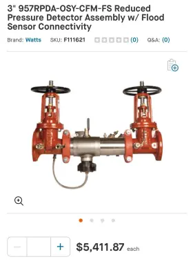 F111585 WATTS Pressuredetectorassemblyw Flood Sensor