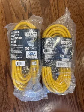 WW-12T025Y WATTS WIRE Gauge Outlet Extension Cord