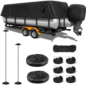 Yimsting 791137295987 1200d Pontoon Boat Cover With Support Poles 2 Pack Heavy Duty Pont... Fast Ship